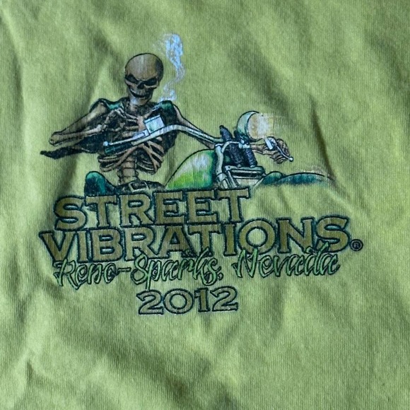 y2k goth punk rock Street Vibration Green Flame skeleton shirt - Picture 4 of 5